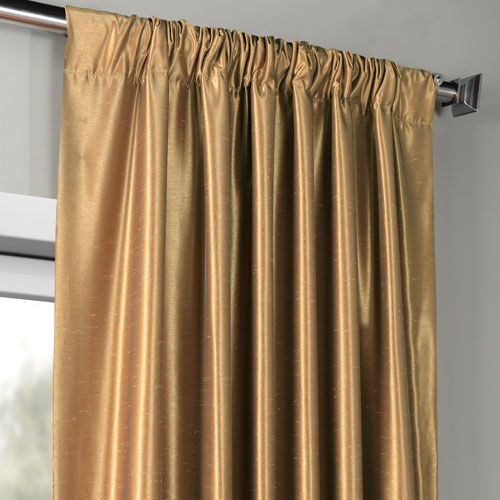 Flax Gold Vintage Textured Faux Dupioni Silk Single Panel Curtain, 50 X 108 Inside Flax Gold Vintage Faux Textured Silk Single Curtain Panels (View 7 of 50)