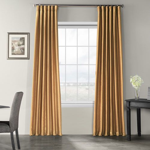 Featured Photo of The Best Flax Gold Vintage Faux Textured Silk Single Curtain Panels