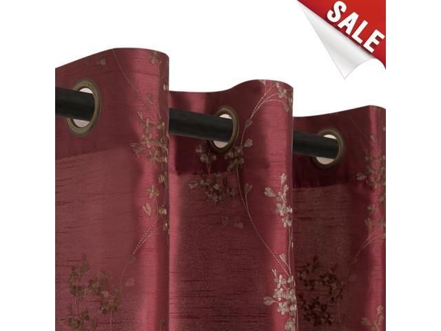 Floral Embroidered Semi Sheer Curtains For Living Room 95 Inches Long  Embroidery Curtain Panels For Bedroom Faux Silk Window Treatment Set  Grommet Top With Regard To Ofloral Embroidered Faux Silk Window Curtain Panels (View 6 of 50)