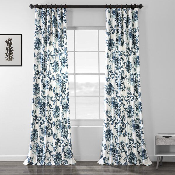 Floral Print Curtains | Wayfair Inside Pastel Damask Printed Room Darkening Grommet Window Curtain Panel Pairs (View 11 of 50)