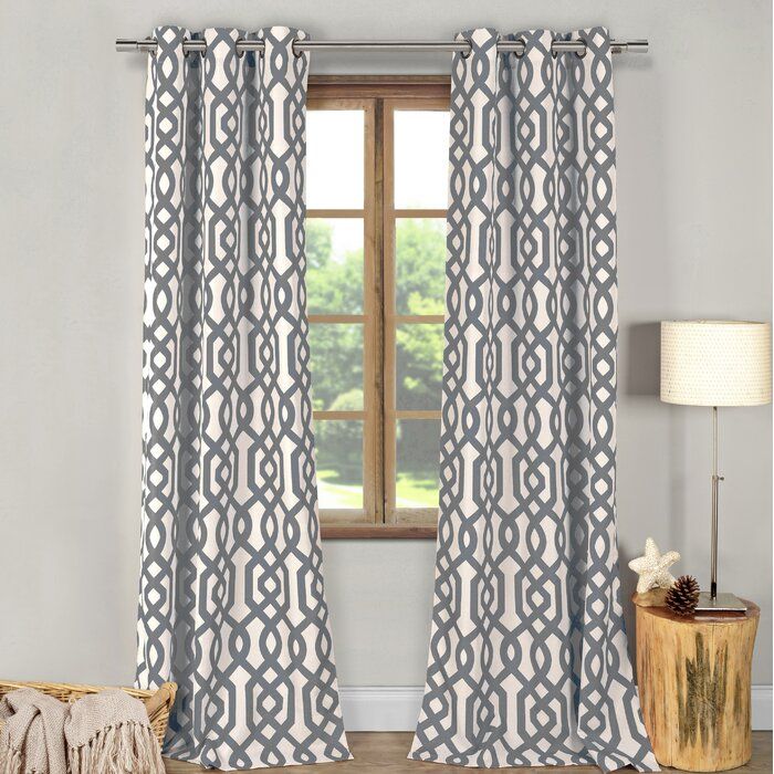 Fretwork Geometric Blackout Grommet Curtain Panels For Fretwork Print Pattern Single Curtain Panels (Photo 7 of 46)