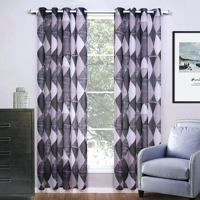 Geometric Curtains Grey – Betcon Pertaining To Fretwork Print Pattern Single Curtain Panels (Photo 44 of 46)