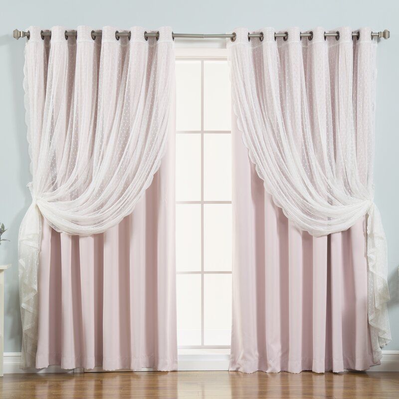 Granados Polka Dot Blackout Grommet Curtain Panels With Regard To Tulle Sheer With Attached Valance And Blackout 4 Piece Curtain Panel Pairs (View 30 of 50)