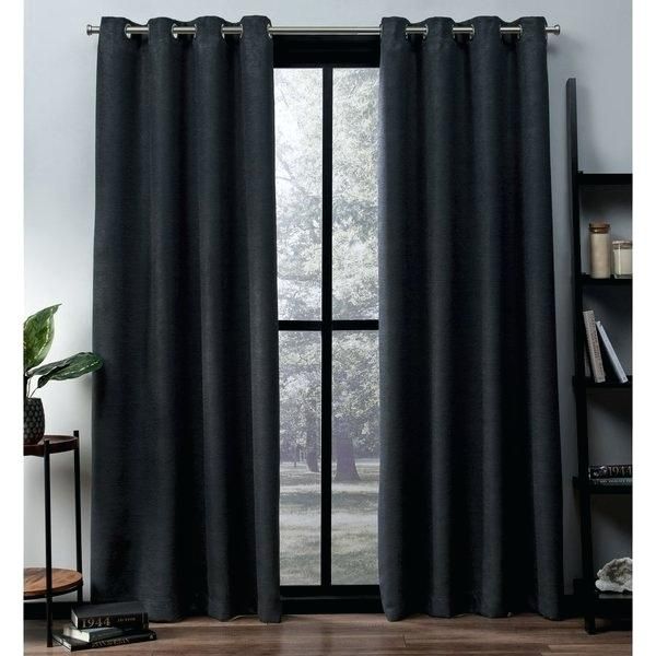 Grey Grommet Curtains Home Oxford Sateen Woven Blackout Top Pertaining To Woven Blackout Grommet Top Curtain Panel Pairs (View 5 of 23)