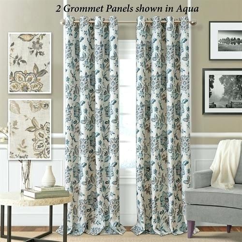 Grommet Curtain Panel Jacobean Curtains Floral Drapes With Cynthia Jacobean Room Darkening Curtain Panel Pairs (View 32 of 41)