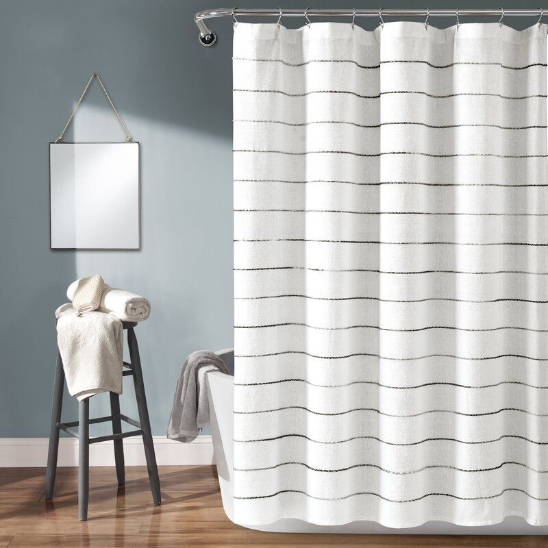 Gutman Stripe Yarn Dyed Shower Curtain Single Within Ombre Stripe Yarn Dyed Cotton Window Curtain Panel Pairs (Photo 3 of 31)