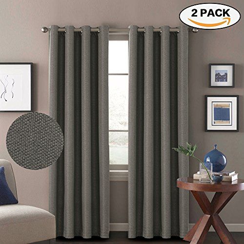 H.versailtex Pair (2 Panels) Classical Grommet Top Room Darkening Thermal  Insulated Heavy Weight Textured Tiny Plaid Linen Finishing Living Room Intended For Wilshire Burnout Grommet Top Curtain Panel Pairs (Photo 37 of 45)
