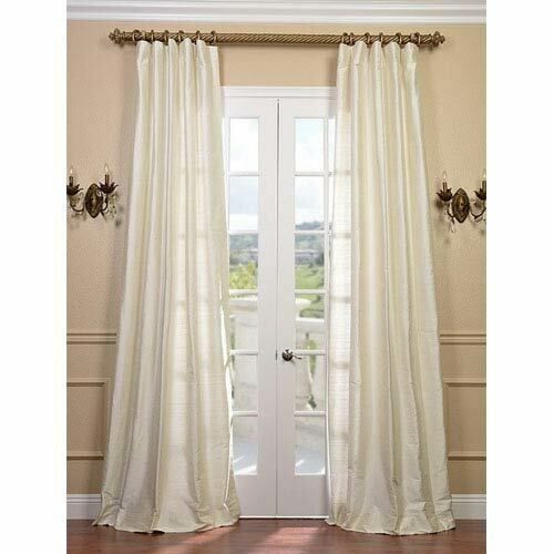 Half Price Drapes Pearl Textured Dupioni Silk Single Panel Curtain, 50 X 120 With Regard To Off White Vintage Faux Textured Silk Curtains (View 21 of 50)
