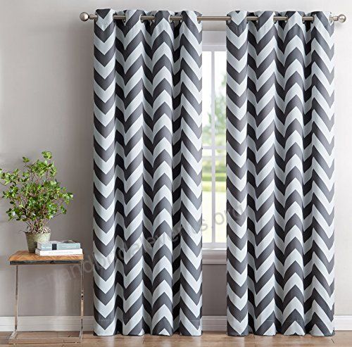 Hlc Chevron Print Thermal Insulated Blackout Window Throughout Thermal Insulated Blackout Grommet Top Curtain Panel Pairs (Photo 10 of 50)