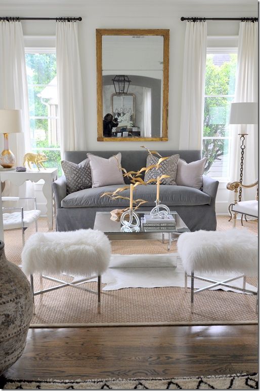 I Love The Silvers Whites And Greys. And The Gold Mirror In Luxury Collection Summit Sheer Curtain Panel Pairs (Photo 18 of 50)