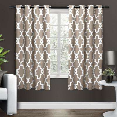 Ironwork 52 In. W X 63 In. L Woven Blackout Grommet Top Curtain Panel In  Taupe (2 Panels) Inside Easton Thermal Woven Blackout Grommet Top Curtain Panel Pairs (Photo 27 of 44)