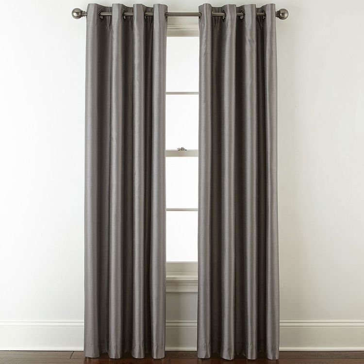 Jcpenney Home Plaza Grommet Top Lined Blackout Curtain Pane With Silvertone Grommet Thermal Insulated Blackout Curtain Panel Pairs (Photo 26 of 35)