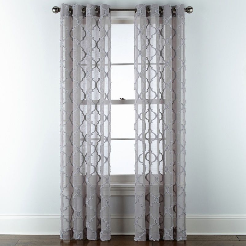 Jcpenney Home Zuri Clipped Sheer Gmt Panel Grommet Top Sheer In Penny Sheer Grommet Top Curtain Panel Pairs (View 16 of 49)