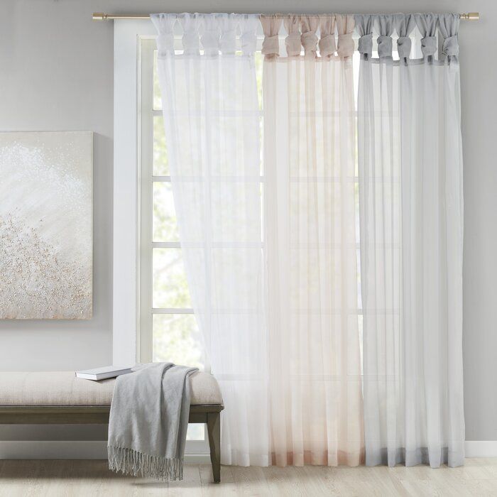 Kater Twisted Voile Solid Color Sheer Tab Top Curtain Panels Inside Twisted Tab Lined Single Curtain Panels (View 30 of 50)