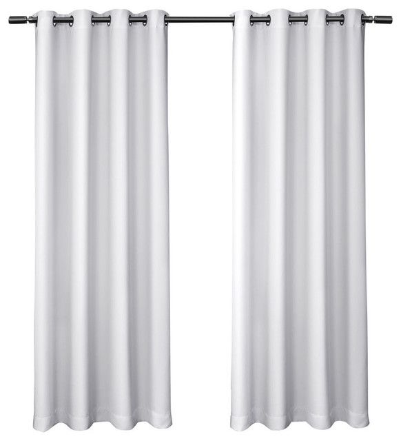 Kids Sateen Darkening Grommet Top Window Curtain Panel Pair, White, 52" X  96" With Thermal Insulated Blackout Curtain Panel Pairs (Photo 47 of 50)