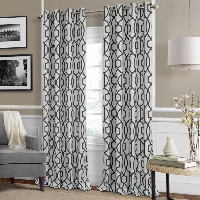 Knopp Geometric Room Darkening Grommet Curtain Panel With Regard To Geometric Linen Room Darkening Window Curtains (Photo 2 of 50)