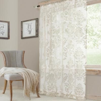 Lichtenberg Sheer Ivory Alison Lace Curtain Panel, 58 In. W For Alison Rod Pocket Lace Window Curtain Panels (Photo 9 of 44)