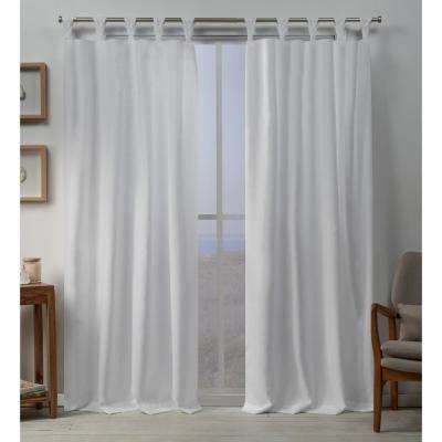 Loha 54 In. W X 96 In. L Linen Blend Braided Tab Top Curtain Panel In  Winter White (2 Panels) For Elrene Jolie Tie Top Curtain Panels (Photo 28 of 35)