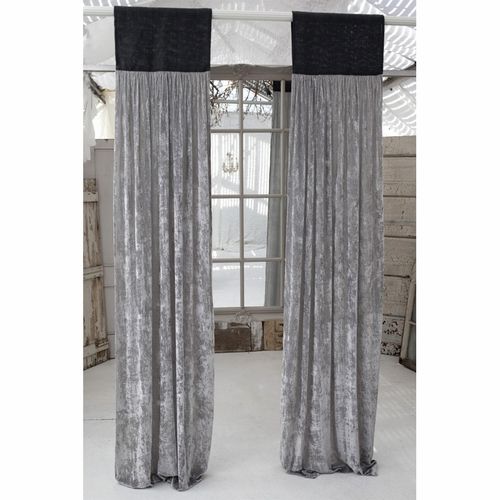 Luscious Platinum Silk Velvet Window Panel With Slate Grey Jute Header With Regard To Velvet Dream Silver Curtain Panel Pairs (Photo 9 of 49)