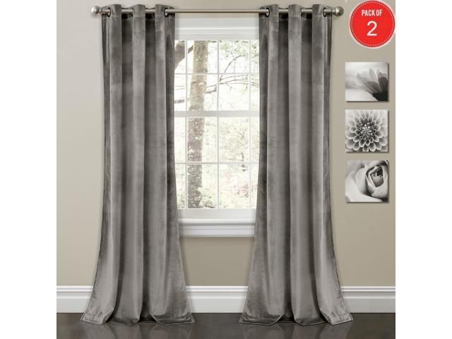 Lush Decor Prima Velvet Solid Room Darkening Window Curtain Panel Pair, 84"  X 38", Gray (set Of 2) – Newegg Regarding Room Darkening Window Curtain Panel Pairs (View 7 of 44)
