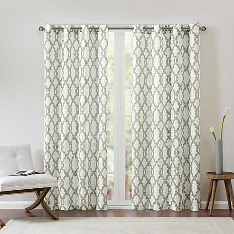 Madison Park Bond Fretwork Window Panel Curtain – Gray/beige/50" X 63" With Regard To Whitman Curtain Panel Pairs (Photo 6 of 50)