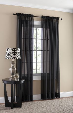 Mainstays Marjorie Solid Voile Curtain Panel Pair | Walmart Canada With Regard To Elegant Comfort Window Sheer Curtain Panel Pairs (Photo 3 of 50)