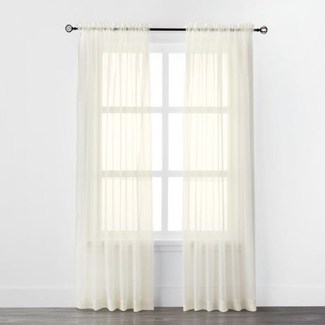 Mainstays Sheer Voile Rod Pocket Curtain Panels With Regard To Emily Sheer Voile Grommet Curtain Panels (View 19 of 37)