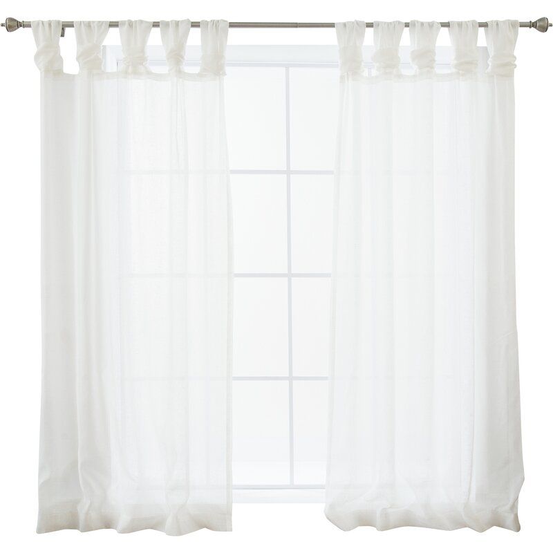 Millie Twist Faux Linen Solid Sheer Tab Top Curtain Panels In Knotted Tab Top Window Curtain Panel Pairs (View 13 of 50)