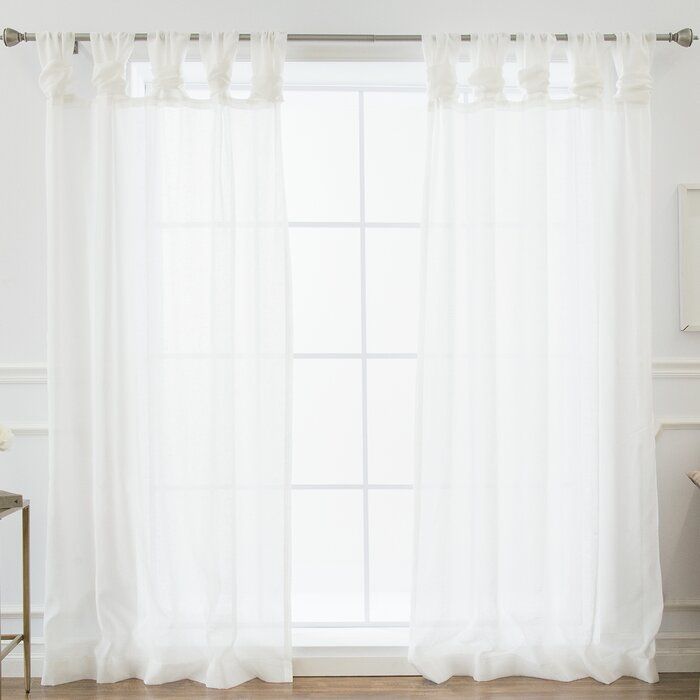 Millie Twist Faux Linen Solid Sheer Tab Top Curtain Panels With Regard To Twisted Tab Lined Single Curtain Panels (Photo 16 of 50)