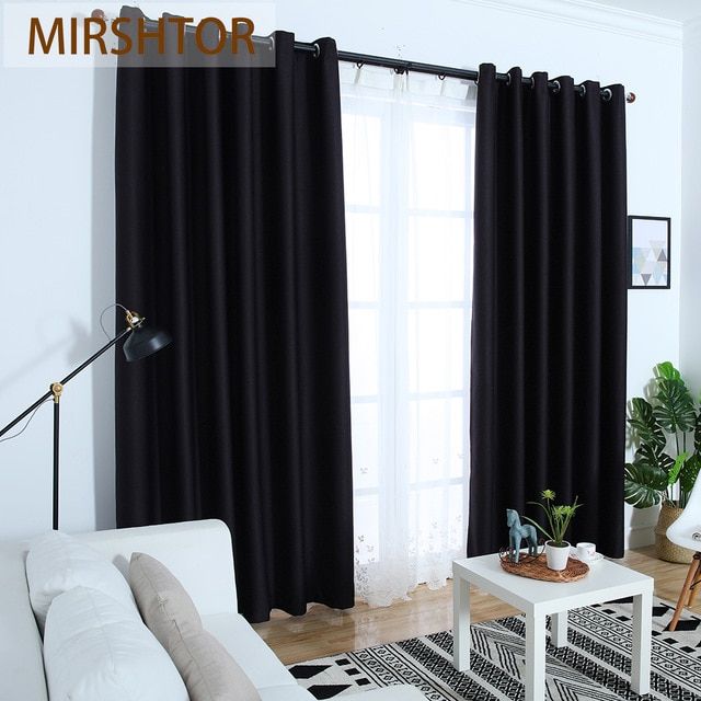 Mirshtor 99.9% Shading Dark Grey Brown Black Out Solid Color For Solid Cotton True Blackout Curtain Panels (Photo 39 of 50)