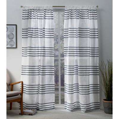 Monet 54 In. W X 84 In. L Sheer Rod Pocket Top Curtain Panel In Indigo (2  Panels) With Regard To Rod Pocket Curtain Panels (Photo 34 of 34)