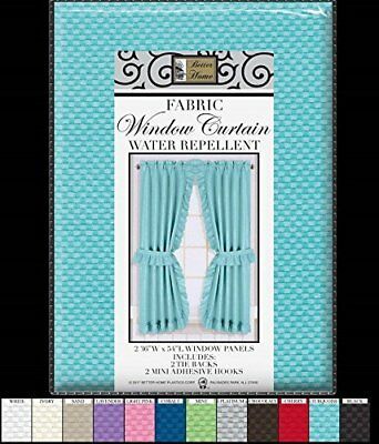 Mosaic Ruffled Window Curtain With Tiebacks & Tieback Hooks 72" Wide X 54"  Long | Ebay Within Classic Hotel Quality Water Resistant Fabric Curtains Set With Tiebacks (View 10 of 50)