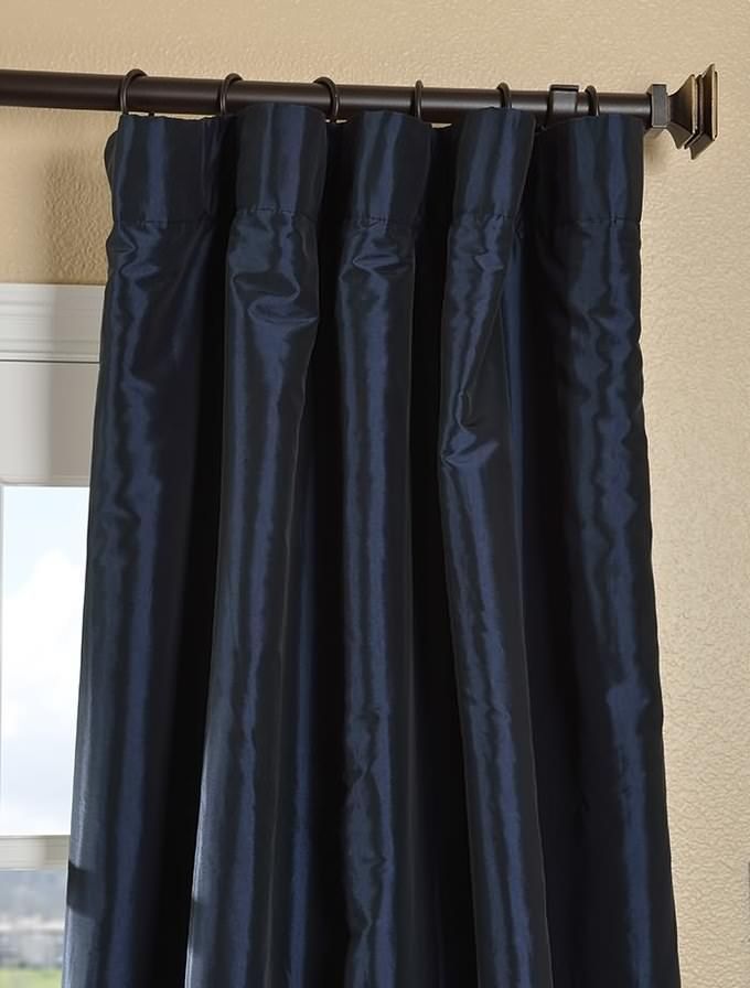 Navy Blue Faux Silk Taffeta Curtain In 2019 | Navy Blue Pertaining To Solid Faux Silk Taffeta Graphite Single Curtain Panels (Photo 50 of 50)