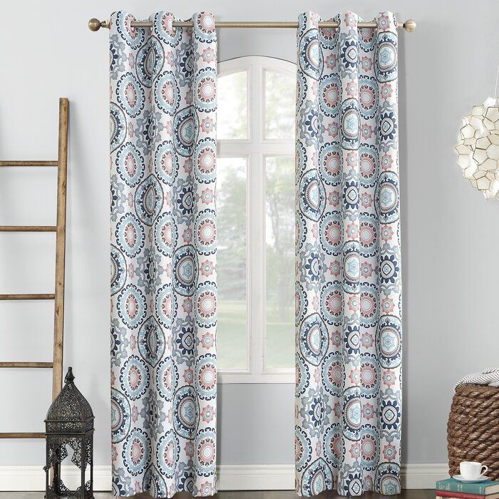 Nepal Global Print Thermal Blackout Grommet Single Curtain Panel Within Total Blackout Metallic Print Grommet Top Curtain Panels (View 21 of 50)