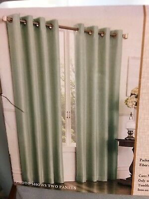New W/tags A Pair Of Court Green Faux Silk Decorative Grommet Panels @  $56.99. | Ebay With Regard To Copper Grove Fulgence Faux Silk Grommet Top Panel Curtains (Photo 31 of 50)