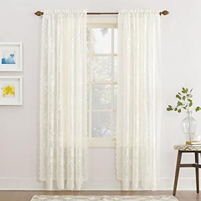 No. 918 Alison Floral Lace Sheer Rod Pocket Inside Alison Rod Pocket Lace Window Curtain Panels (Photo 6 of 44)