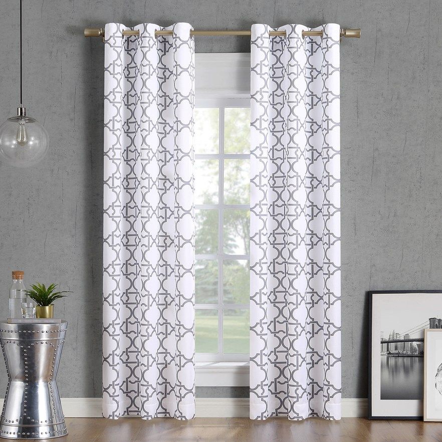 No. 918 Barkley Trellis Semi Sheer Window Curtain, Grey Within Archaeo Jigsaw Embroidery Linen Blend Curtain Panels (Photo 9 of 25)