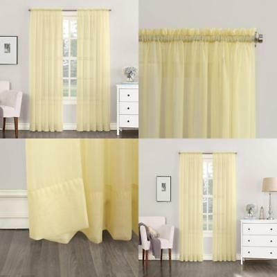 No. 918 Emily Sheer Voile Rod Pocket Curtain Panel, 59" X 63", Yellow | Ebay With Regard To Emily Sheer Voile Single Curtain Panels (Photo 18 of 41)