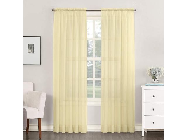 No. 918 Emily Sheer Voile Rod Pocket Curtain Panel, 59" X 84", Yellow –  Newegg Regarding Emily Sheer Voile Grommet Curtain Panels (Photo 7 of 37)