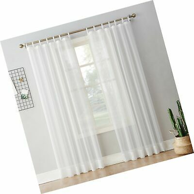 No. 918 Emily Sheer Voile Tab Top Curtain Panel, 59" X 84", White 59" X 84"  29927524543 | Ebay In Emily Sheer Voile Solid Single Patio Door Curtain Panels (Photo 38 of 50)