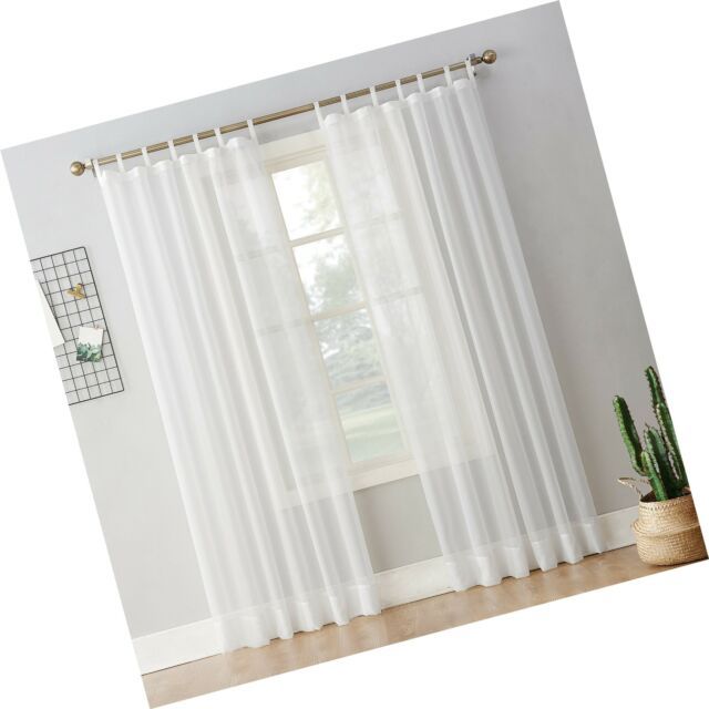 No. 918 Emily Sheer Voile Tab Top Curtain Panel, 59" X 84", White 59" X 84" Inside Emily Sheer Voile Single Curtain Panels (Photo 8 of 41)