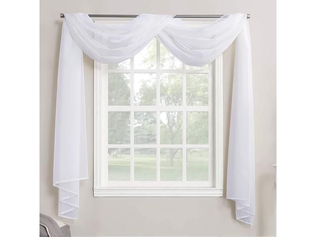 No. 918 Emily Sheer Voile Window Scarf, 216" Valance, White – Newegg Within Emily Sheer Voile Grommet Curtain Panels (Photo 30 of 37)