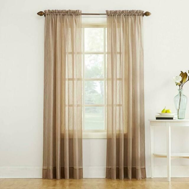 No. 918 Erica Crushed Texture Sheer Voile Curtain Panel, 51" X 84", Taupe In Erica Crushed Sheer Voile Grommet Curtain Panels (Photo 4 of 50)