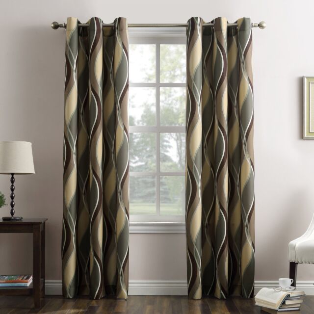 Featured Photo of 50 Photos Intersect Grommet Woven Print Window Curtain Panels