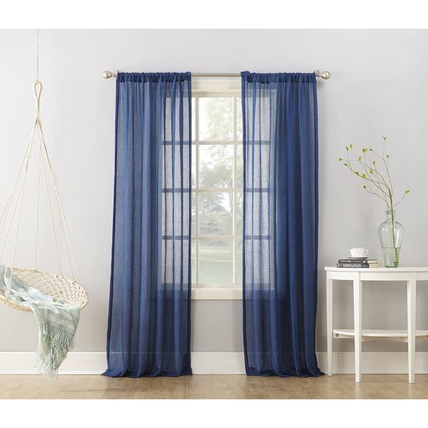 No. 918 Ladonna Blue Semi Sheer Rod Pocket Curtain Panel With Regard To Ladonna Rod Pocket Solid Semi Sheer Window Curtain Panels (Photo 2 of 47)