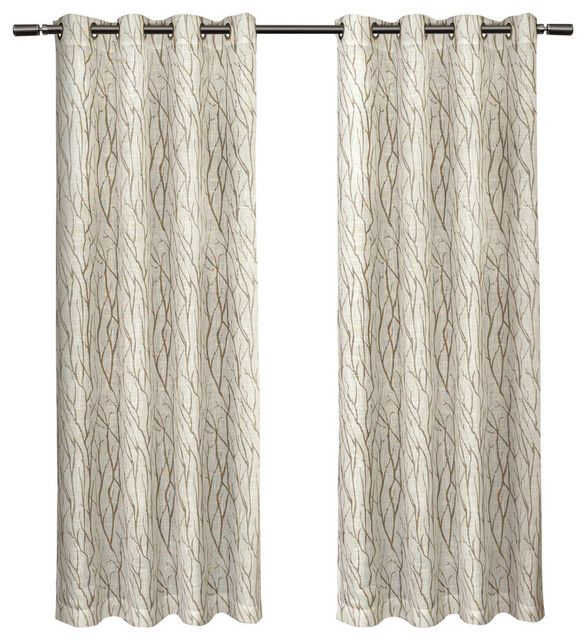 Oakdale Textured Motif Grommet Top Window Curtain Panel Pair, Taupe, 54" X  84" For Thermal Textured Linen Grommet Top Curtain Panel Pairs (View 15 of 42)