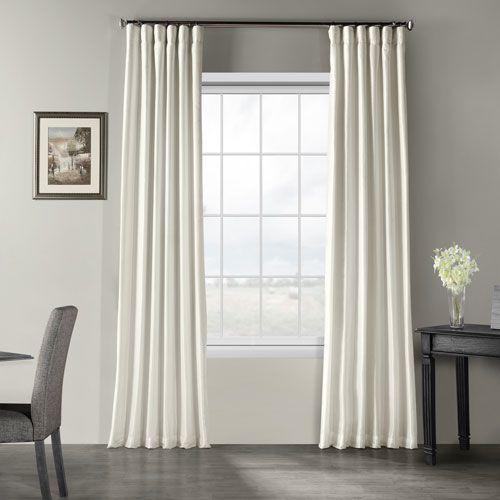 Off White Vintage Textured Faux Dupioni Silk Single Panel Curtain, 50 X 108 Within Storm Grey Vintage Faux Textured Dupioni Single Silk Curtain Panels (View 8 of 50)