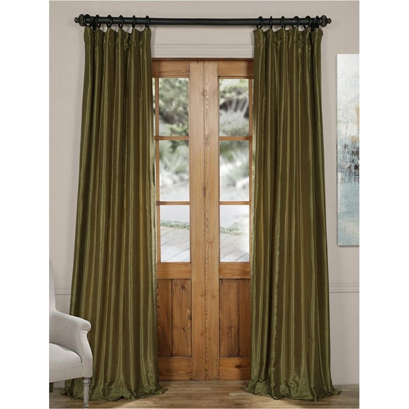 Oregano Green Vintage Textured Faux Dupioni Silk Curtain –  Curtain Drapery Within Flax Gold Vintage Faux Textured Silk Single Curtain Panels (View 44 of 50)