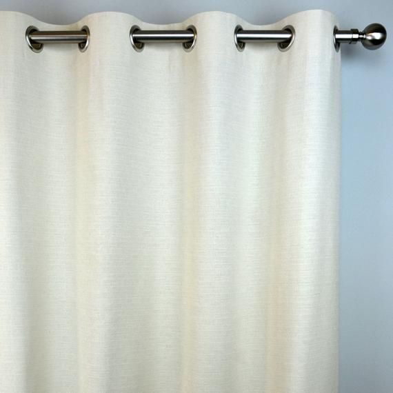 Pair Of Grommet Top Curtains In Solid Natural, Off White Birch Throughout Bark Weave Solid Cotton Curtains (View 29 of 50)
