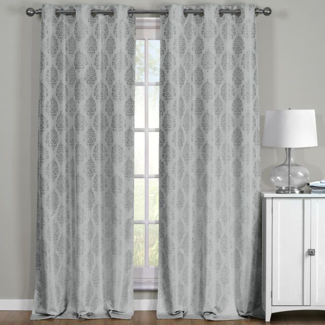 Paisley Blackout Jacquard Textured Thermal Insulated Grommet Top Curtain  (pair) Throughout Thermal Insulated Blackout Curtain Panel Pairs (View 2 of 50)